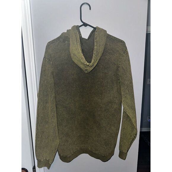 Seaspice Resort Wear Unisex Distressed Olive Green Hoodie Peruvian Cotton Medium - Picture 3 of 5